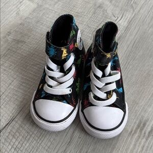 Kids High-Top Sneakers with Color Splash Print - Black/Multicolor